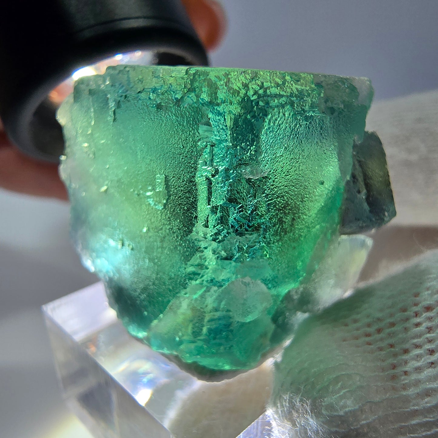 Spécimen de cube de fluorite fantôme parqueté vert turquoise Okorusu, Namibie 36*26*22mm 