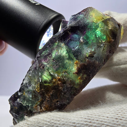 Spécimen de cube de fluorite fantôme transparent, parqueté, zonal, Okorusu, Namibie, 76 x 46 x 28 mm 
