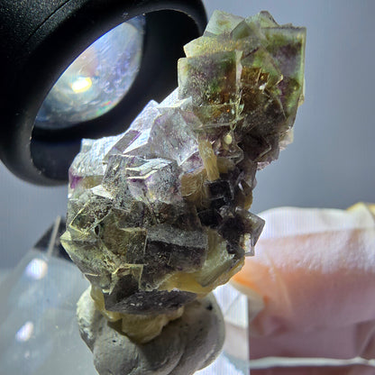 Cubes de fluorite fantôme colorés, spécimen de muscovite, Erongo, Namibie, 33 x 20 x 16 mm 