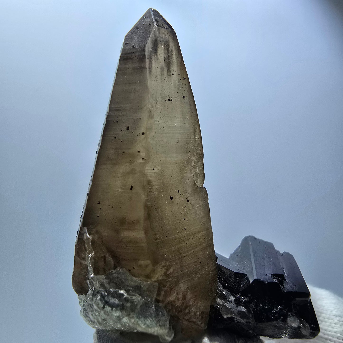 Lemurain Skelett Rauchquarz, Schörl Turmalin, Hyalit Erongo, Namibia 51*38*24mm