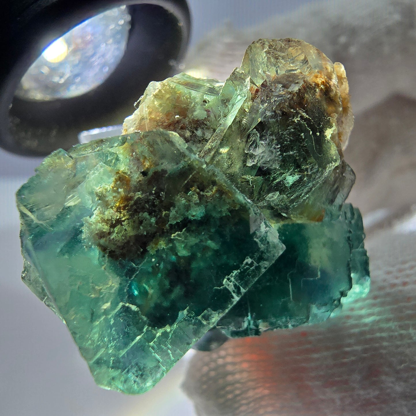 Spécimen de cube de fluorite fantôme parqueté vert turquoise Okorusu, Namibie 37*32*22mm 