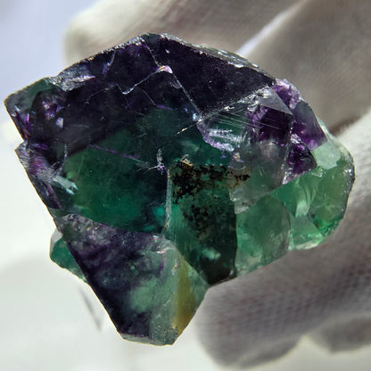 Spécimen rare de cube de fluorite fantôme, vert zonal et violet, Okorusu, Namibie, 31 x 39 x 20 mm 
