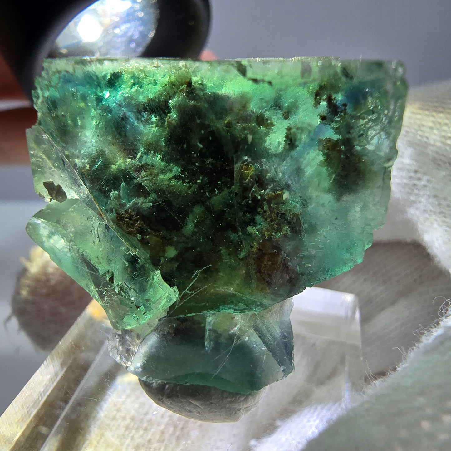 Spécimen de cube de fluorite fantôme très clair, vert turquoise Okorusu, Namibie 35*32*21mm 