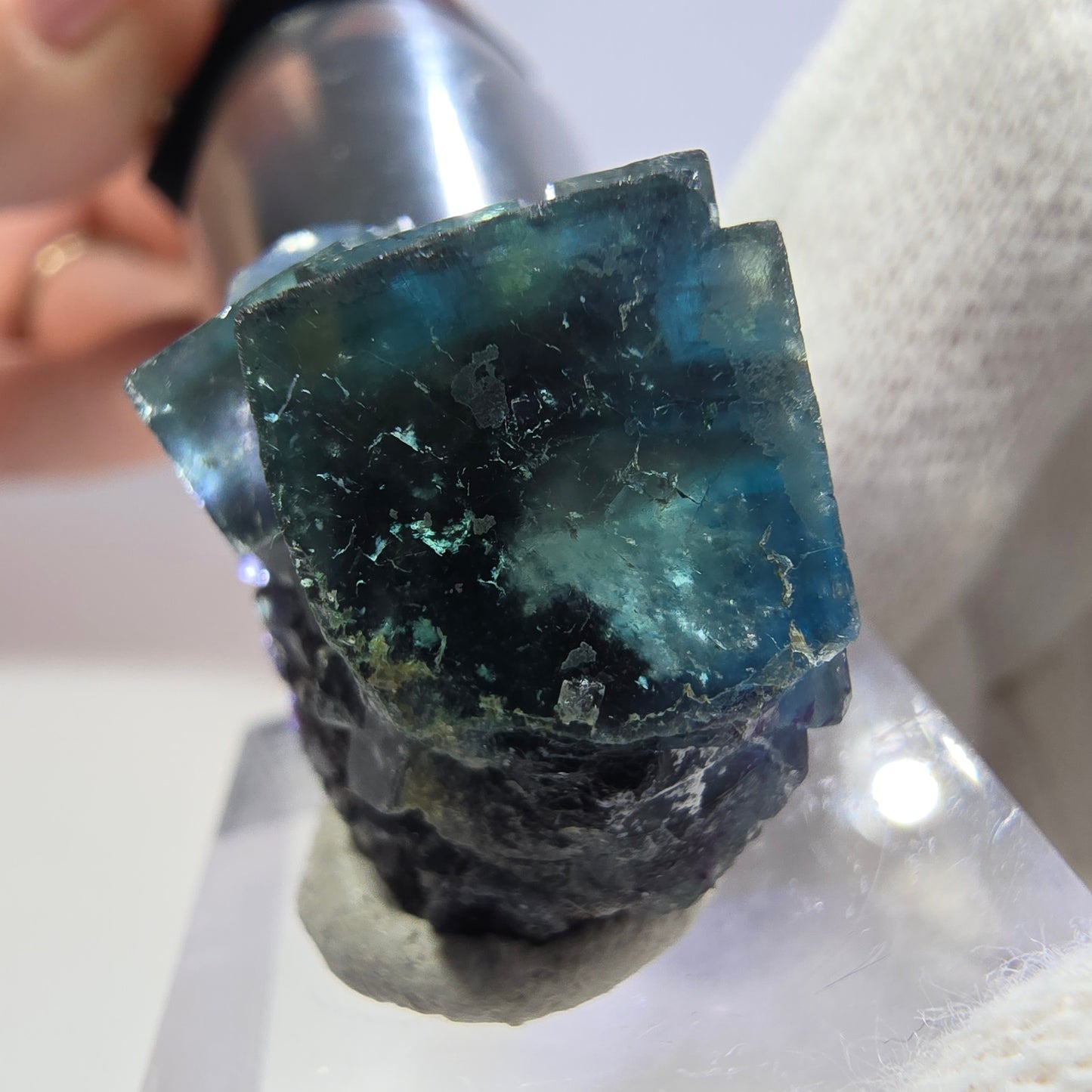 Phantom Fluorite Cube Specimen, Zonal - New Find! Okorusu, Namibia 24*20*19mm 