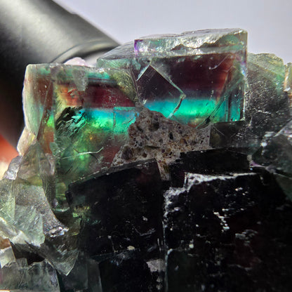 Cube de fluorite fantôme étagé vert violet Okorusu Namibie 47 x 44 x 16 mm 