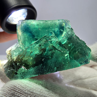 Rare spécimen de cube de fluorite fantôme, parqueté vert Okorusu, Namibie, 41 x 31 x 32 mm 