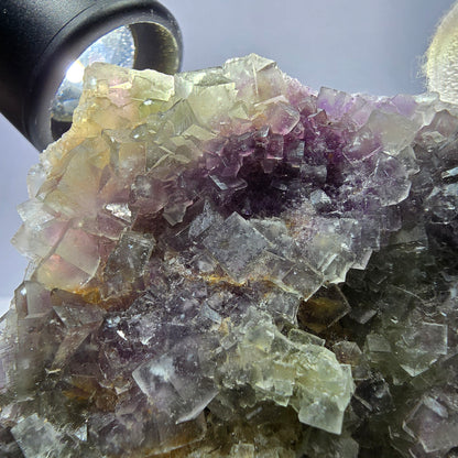Grand spécimen de cube de fluorite fantôme, double face, vert violet Okorusu Namibie 84*80*27mm 