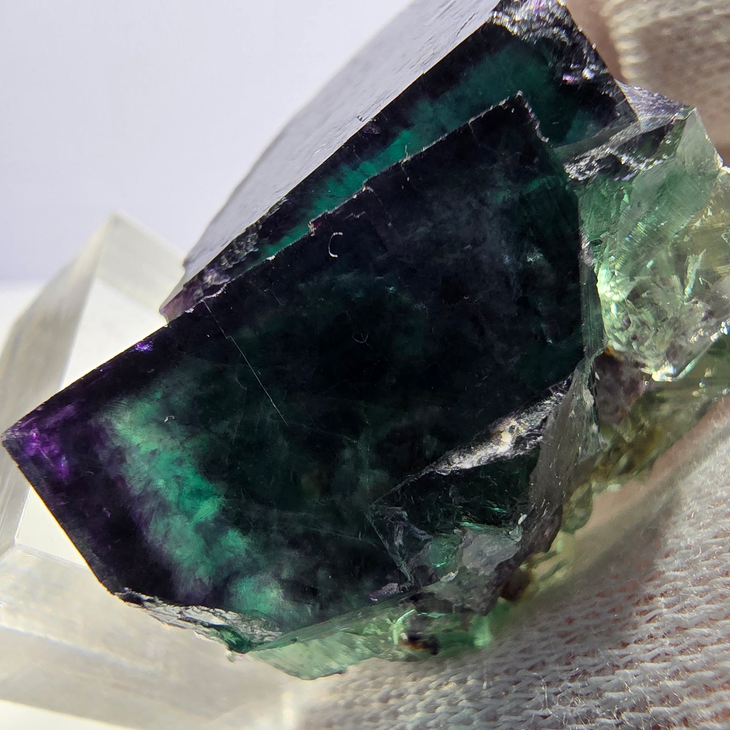 Clear Phantom Fluorite Cube Specimen zonal green purple Okorusu, Namibia 45*37*29mm 