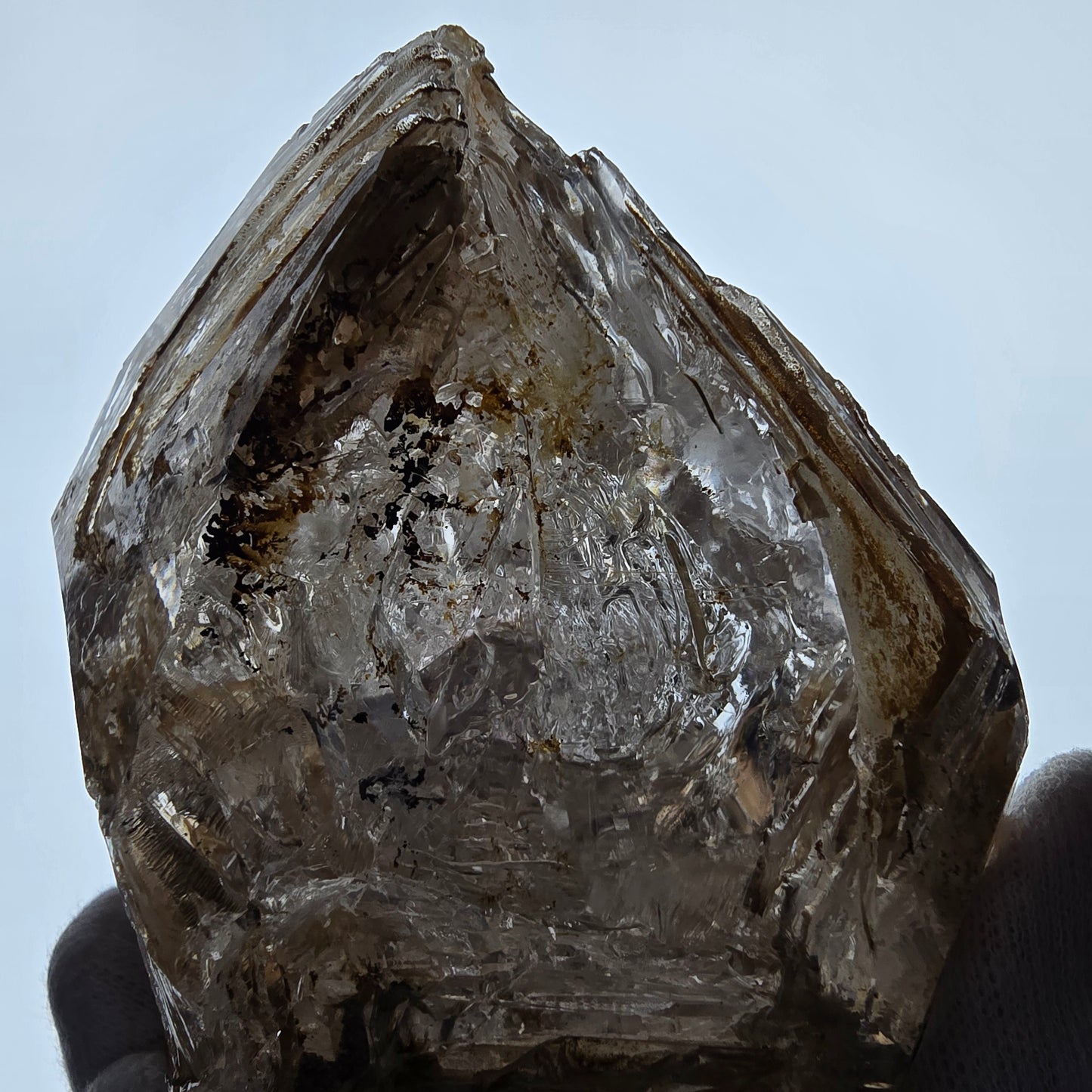 XL Enhydro Window Smoky Quartz DT Scepter, 1x Bubble Valentine Pocket Namibia 110*103*74mm 