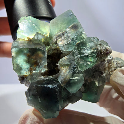 Rare spécimen de cube de fluorite fantôme, parqueté vert Okorusu, Namibie, 51 x 44 x 31 mm 
