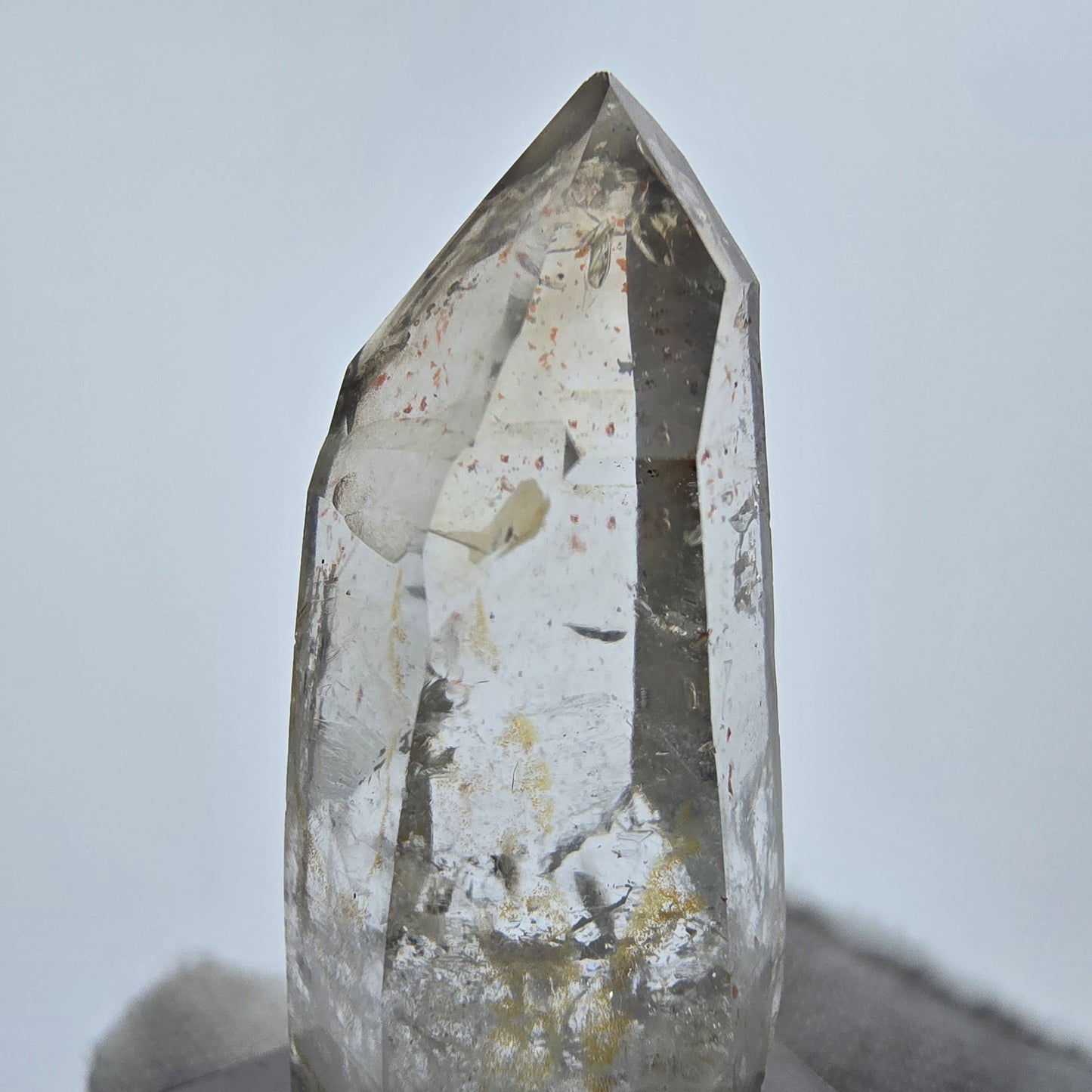 Enhydro Phantom Smoky Quartz Sceptre Tip 2x Bubble Goboboseb, Namibie 40*17*15mm 