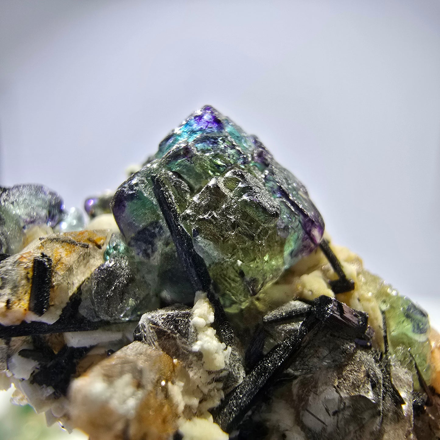 Lot de 16 tourmalines Schörl, fluorite fantôme, hyalite, stade muscovite, Erongo, Namibie 