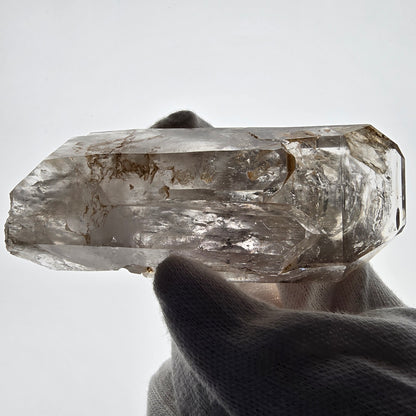 Sceptre en quartz fumé lémurien Enhydro, 1x Goboboseb de poche Bubble Valentine Namibie 96 x 38 x 25 mm 