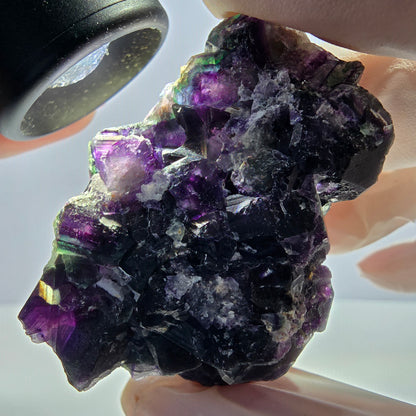 Cube de fluorite fantôme, spécimen de quartz vert violet, Okorusu, Namibie, 53 x 43 x 40 mm 