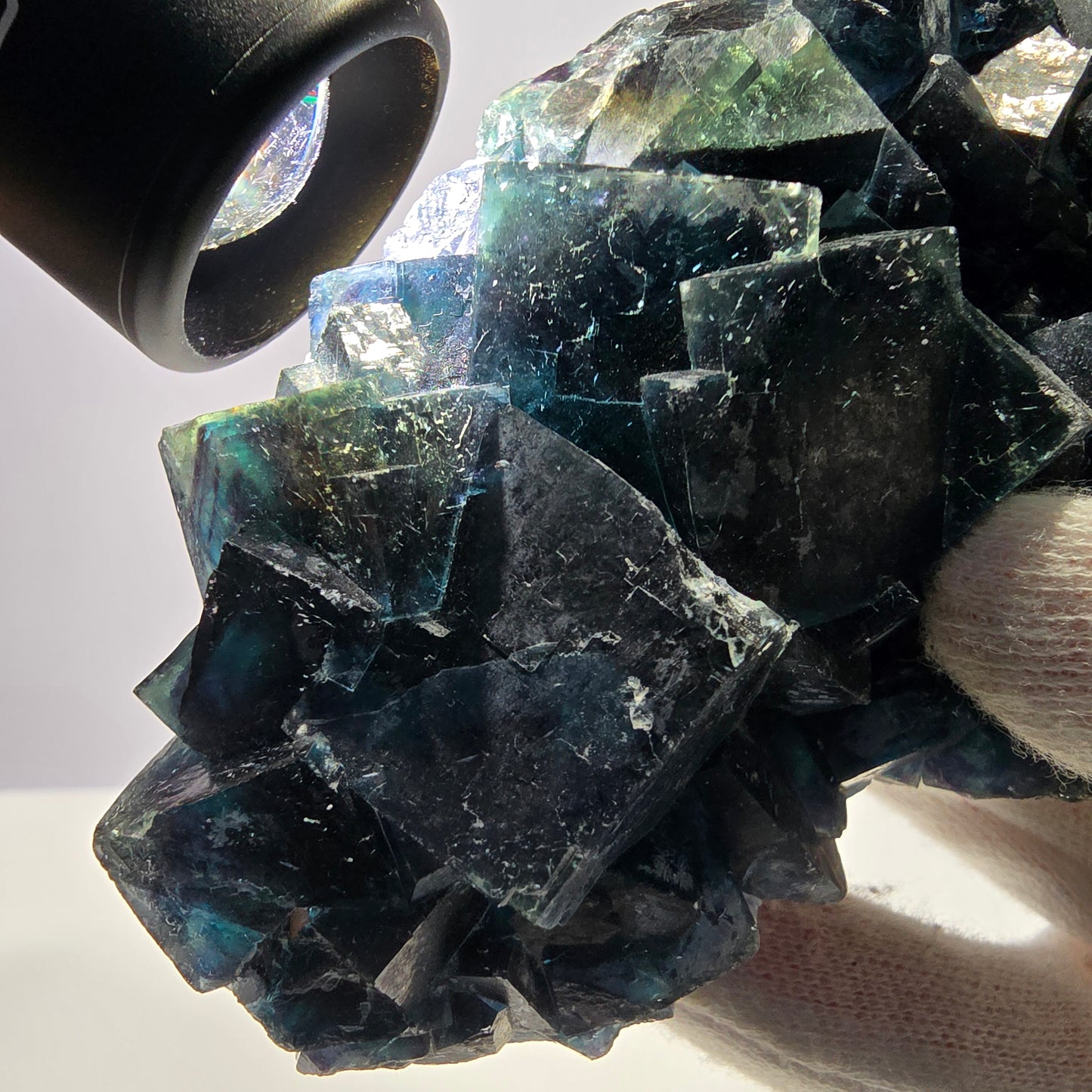 Grand spécimen de cube de fluorite fantôme, zonal – Nouvelle découverte ! Okorusu, Namibie, 116 x 72 x 30 mm 