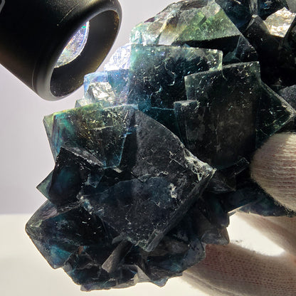 Grand spécimen de cube de fluorite fantôme, zonal – Nouvelle découverte ! Okorusu, Namibie, 116 x 72 x 30 mm 