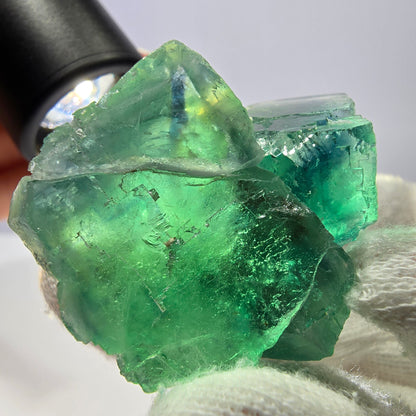 Rare spécimen de cube de fluorite fantôme, parqueté vert Okorusu, Namibie, 48 x 32 x 27 mm 