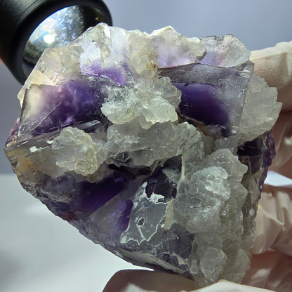 Rare cube de fluorite fantôme, spécimen de quartz violet Okorusu, Namibie, 53 x 42 x 24 mm 