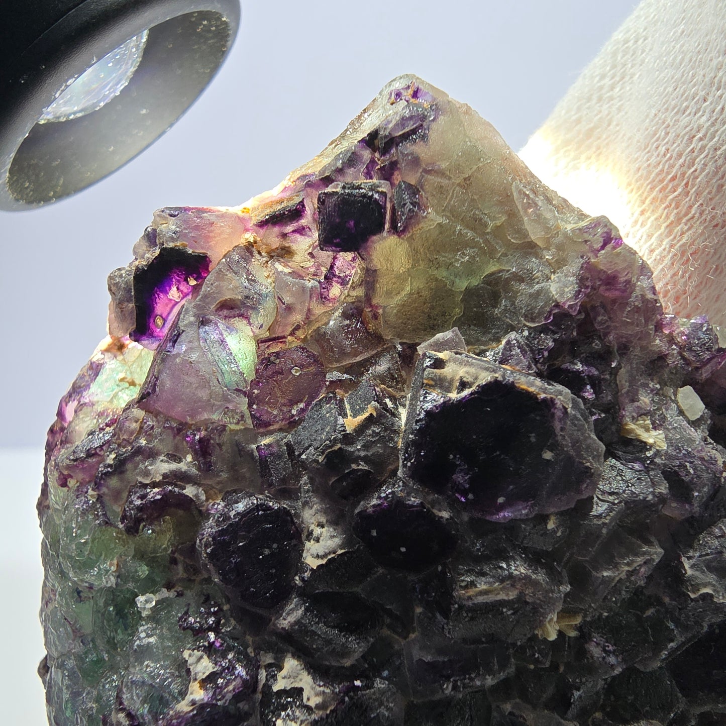 Grands cubes de fluorite vert violet zonal, spécimen d'hyalite Erongo, Namibie 96*67*42mm 