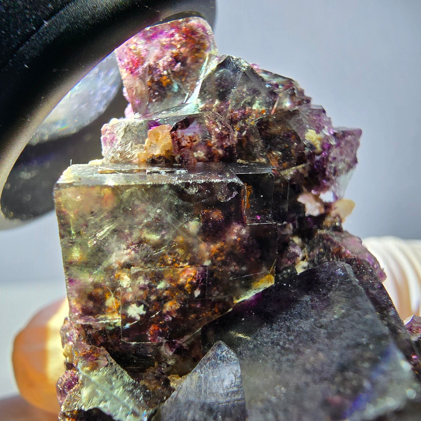 Phantom Fluorit Würfel, Quarz Stufe, grün lila Okorusu, Namibia 39*29*18mm