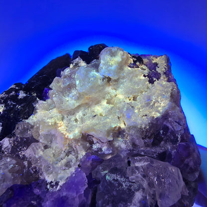 Rare Phantom Fluorite zonal, Schorl Tourmaline Hyalite Erongo, Namibia 79*70*56mm 