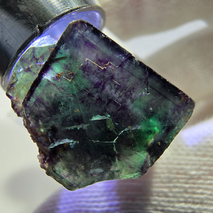 Spécimen zonal de cube de fluorite fantôme, vert violet, Okorusu, Namibie, 30 x 26 x 17 mm 