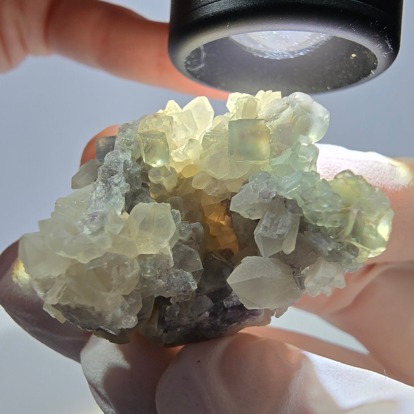 Rare cube de fluorite fantôme, spécimen de quartz vert Okorusu, Namibie, 42 x 31 x 31 mm 