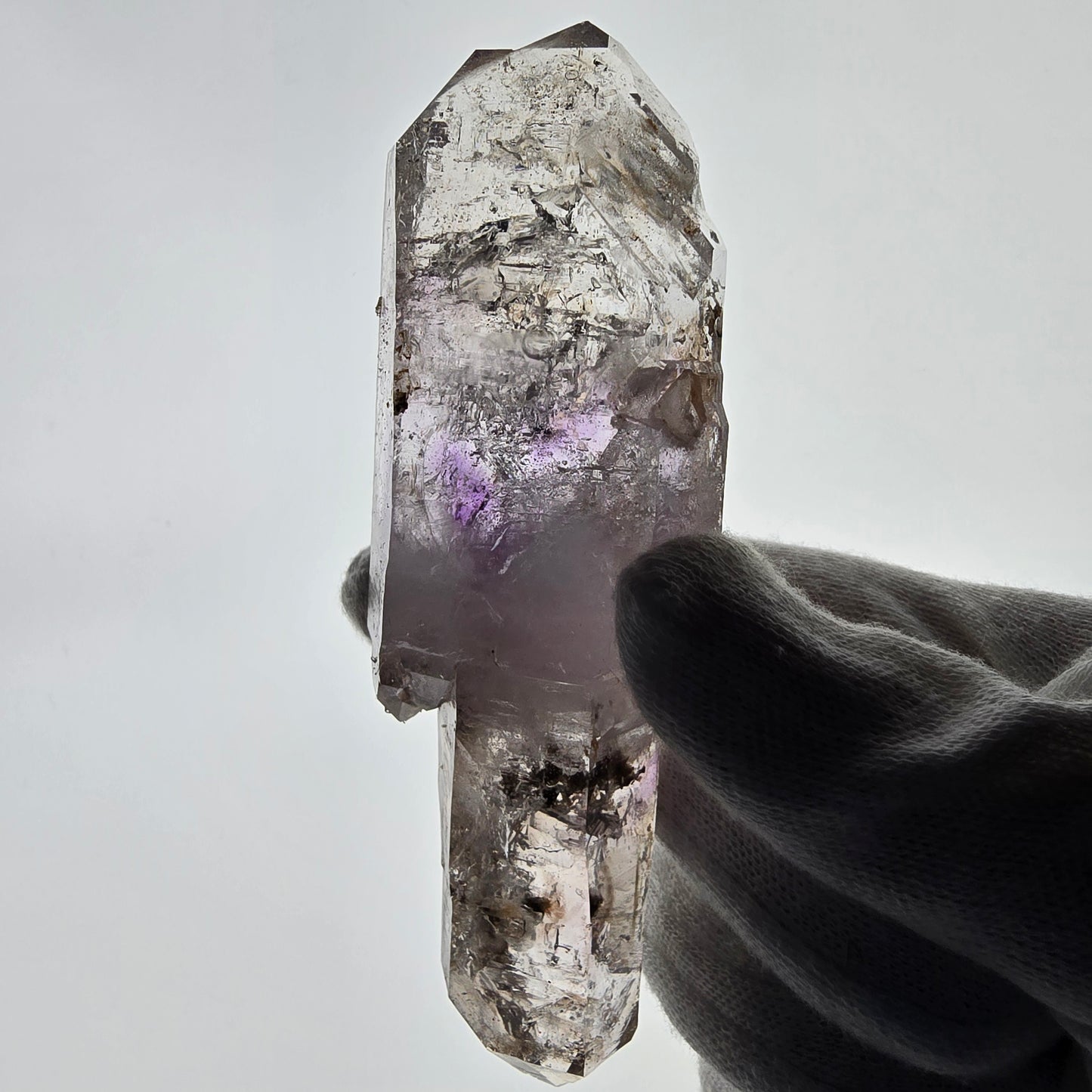 Enhydro Skeleton Amethyst DT Scepter 4x Bubble Valentine Pocket Gobobs. Namibie 119 x 40 x 34 mm 