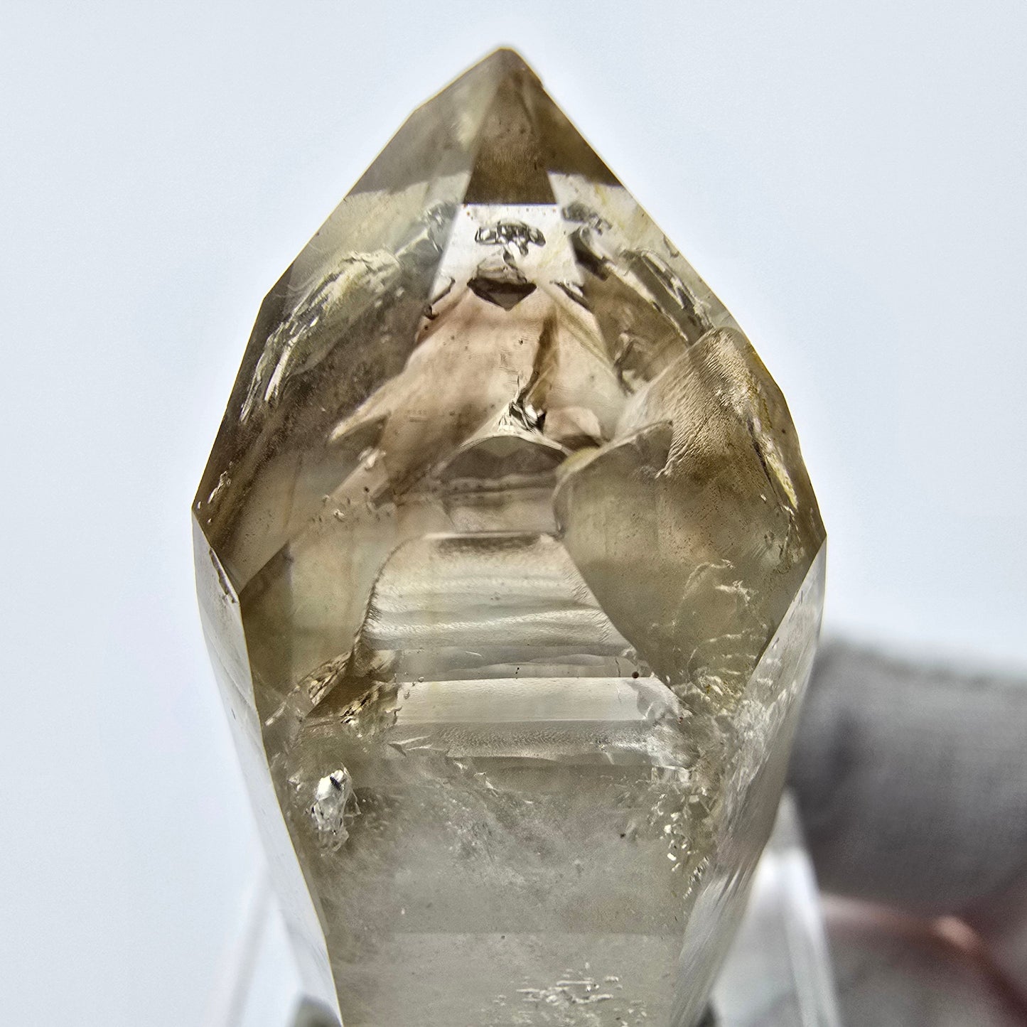 Enhydro Phantom Smoky Quartz Sceptre Tip 2x Bubble Goboboseb, Namibie 39*17*16mm 