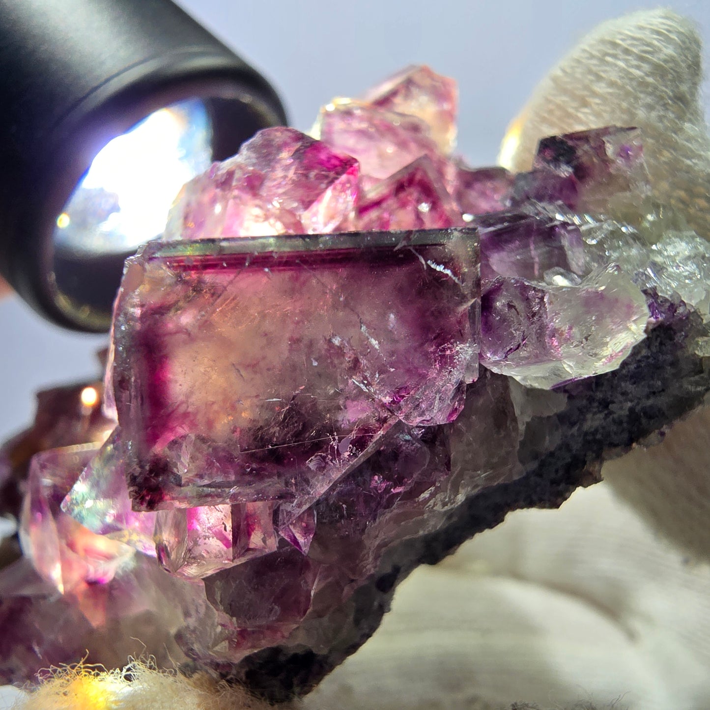 Seltene Phantom Fluorit Würfel Stufe, lila grün Okorusu Namibia 72*50*27mm