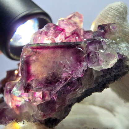 Seltene Phantom Fluorit Würfel Stufe, lila grün Okorusu Namibia 72*50*27mm