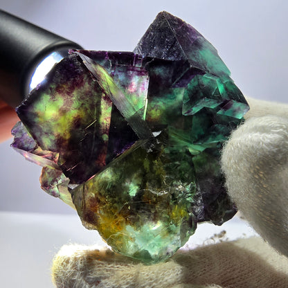 Phantom Fluorit Würfel Stufe parkettiert zonal Okorusu Namibia 63*51*30mm