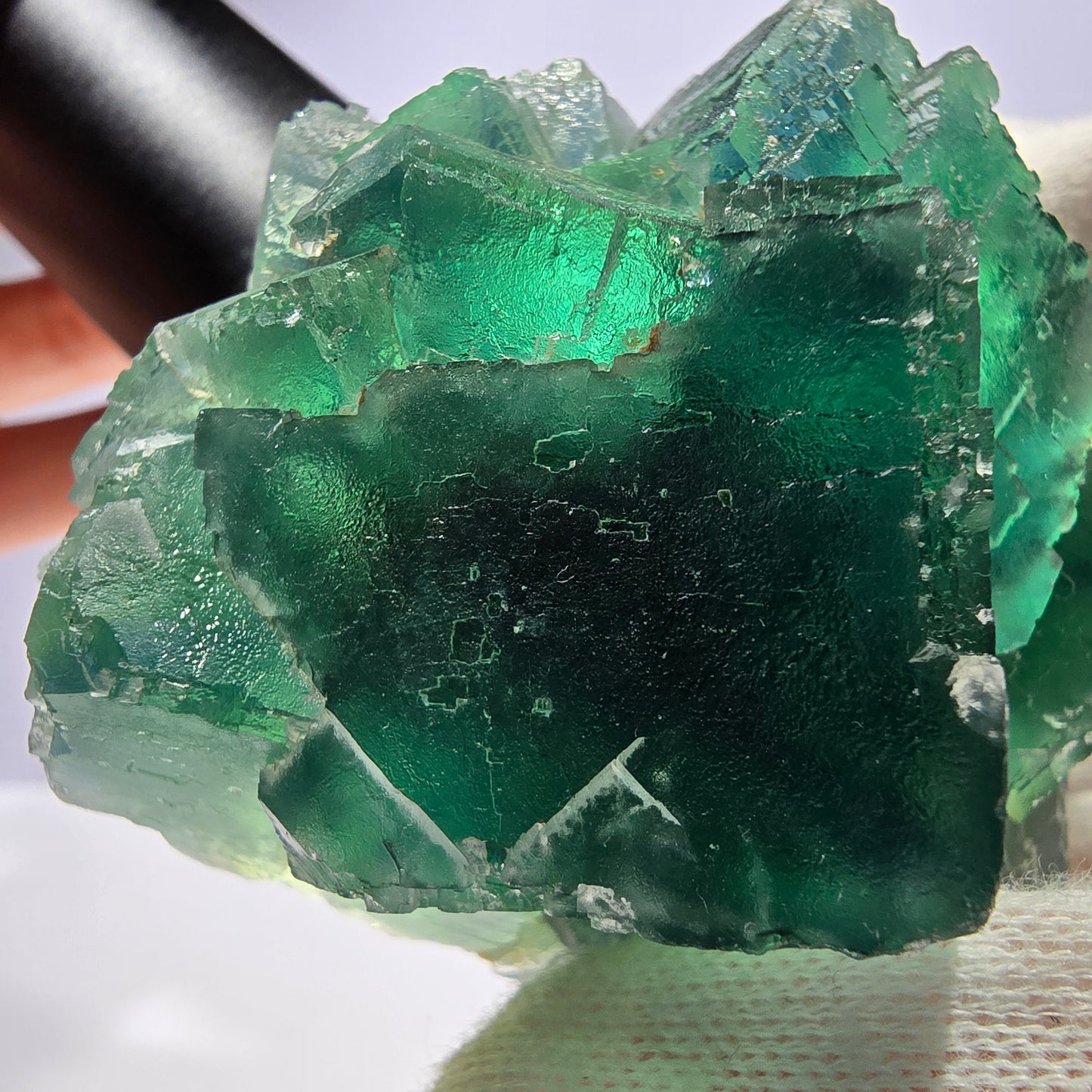 Große Phantom Fluorit Würfel Stufe parkettiert grün Okorusu Namibia 89*67*47mm