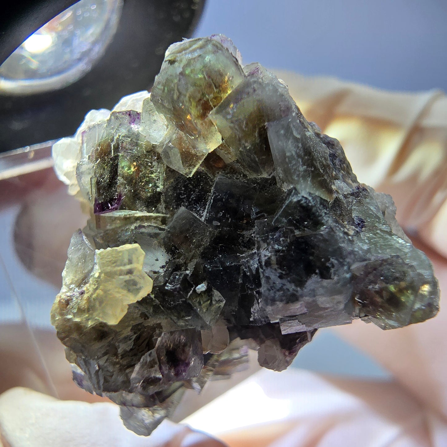 Phantom Fluorit Würfel, Quarz Stufe, grün braun Okorusu, Namibia 24*23*20mm