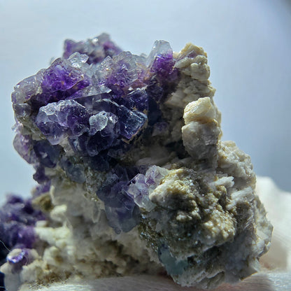 Cube de fluorite fantôme, hyalite, spécimen d'orthose, Erongo, Namibie, 73 x 52 x 49 mm 