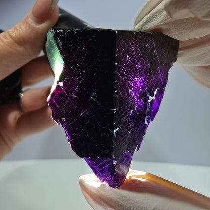 Spécimen de cube de fluorite fantôme vert violet zonal 11:11 Angel Pocket, Namibie 52*42*29mm 