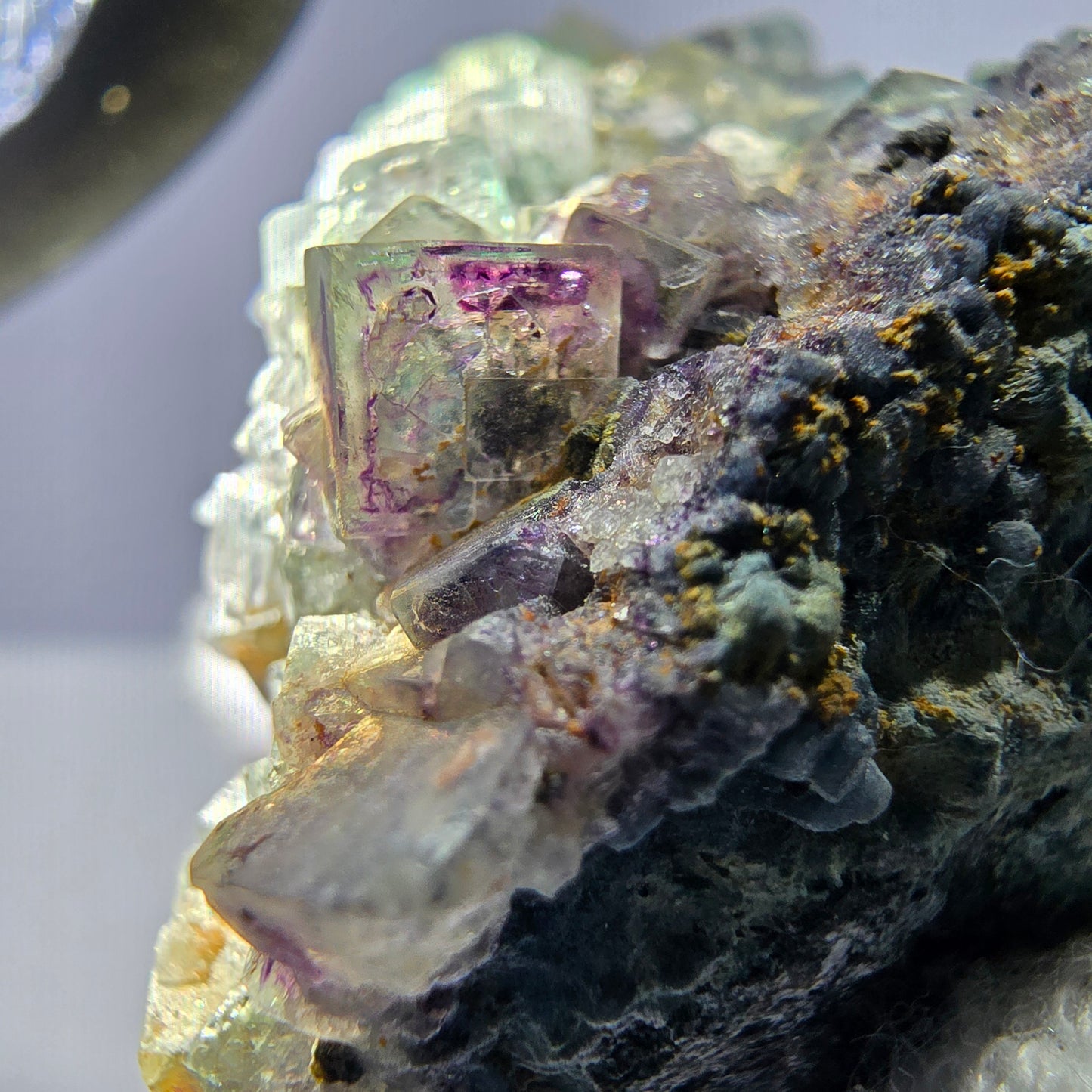 Cube de fluorite fantôme zonal, spécimen d'orthose, Erongo, Namibie, 61 x 50 x 32 mm 