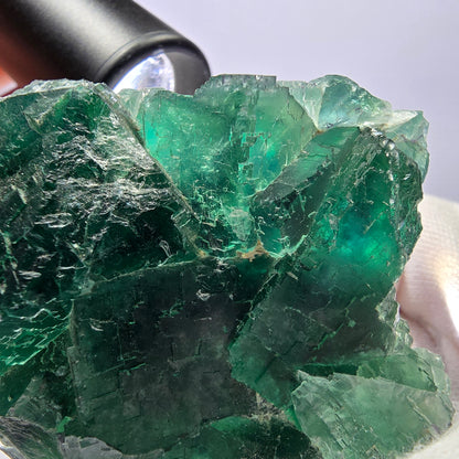 Rare spécimen de cube de fluorite fantôme, parqueté vert Okorusu, Namibie, 79 x 72 x 36 mm 