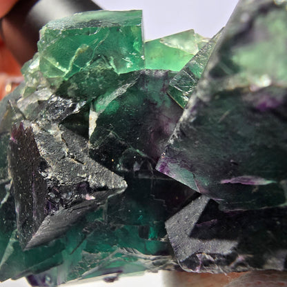 Große Phantom Fluorit Würfel Stufe parkettiert zonal Okorusu Namibia 100*47*36mm