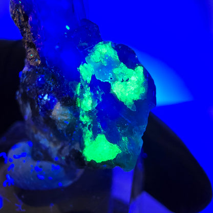Cube de fluorite fantôme zonal, tourmaline hyalite muscovite Schörl, Erongo, Namibie 24 x 22 x 11 mm 
