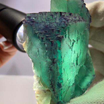 Phantom Fluorit Würfel Stufe parkettiert zonal Okorusu Namibia 78*60*37mm