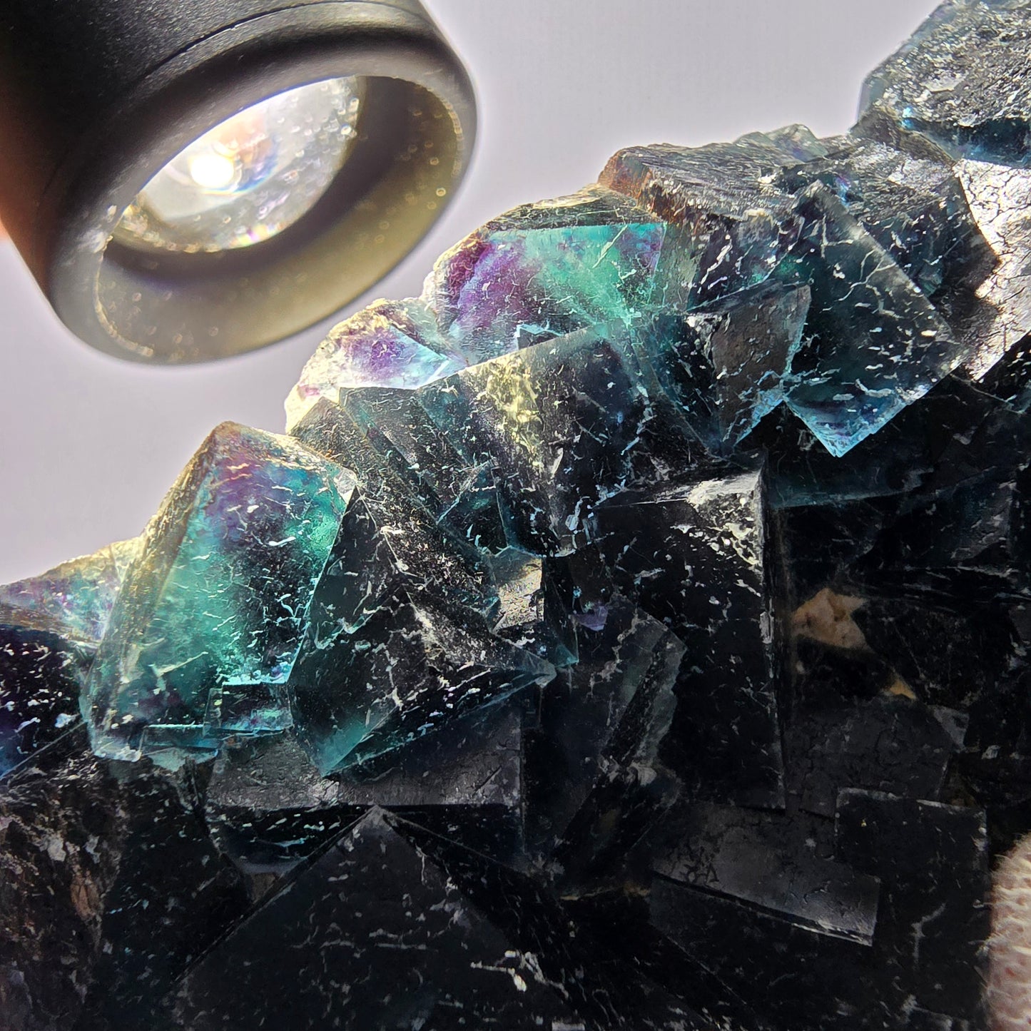 Grand spécimen de cube de fluorite fantôme, zonal – Nouvelle découverte ! Okorusu, Namibie, 105 x 79 x 31 mm 