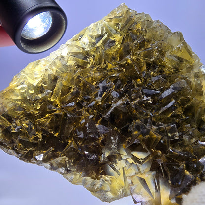 Grand spécimen de cube de fluorite fantôme, poche jaune miel, Okorusu, Namibie, 98 x 80 x 16 mm 