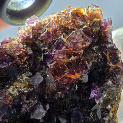 Phantom Fluorit Würfel Stufe doppelseitig lila gelb Okorusu Namibia 79*61*27mm