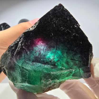 Cube de fluorite fantôme XL parqueté vert violet Okorusu, Namibie 54*54*47mm 
