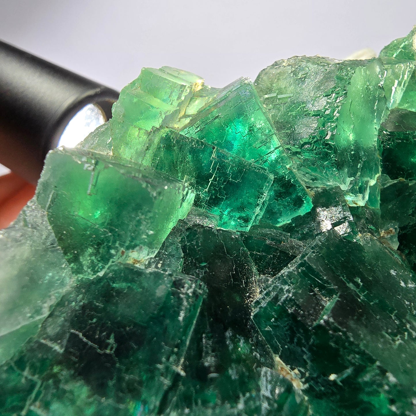 Grand cube de fluorite fantôme étagé vert violet Okorusu Namibie 100 x 75 x 29 mm 