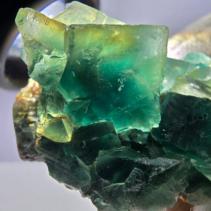 Rare spécimen de cube de fluorite fantôme, parqueté vert Okorusu, Namibie, 56 x 29 x 31 mm 