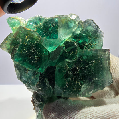 Grand spécimen de cube de fluorite fantôme, vert parqueté Okorusu, Namibie 80*72*49mm 