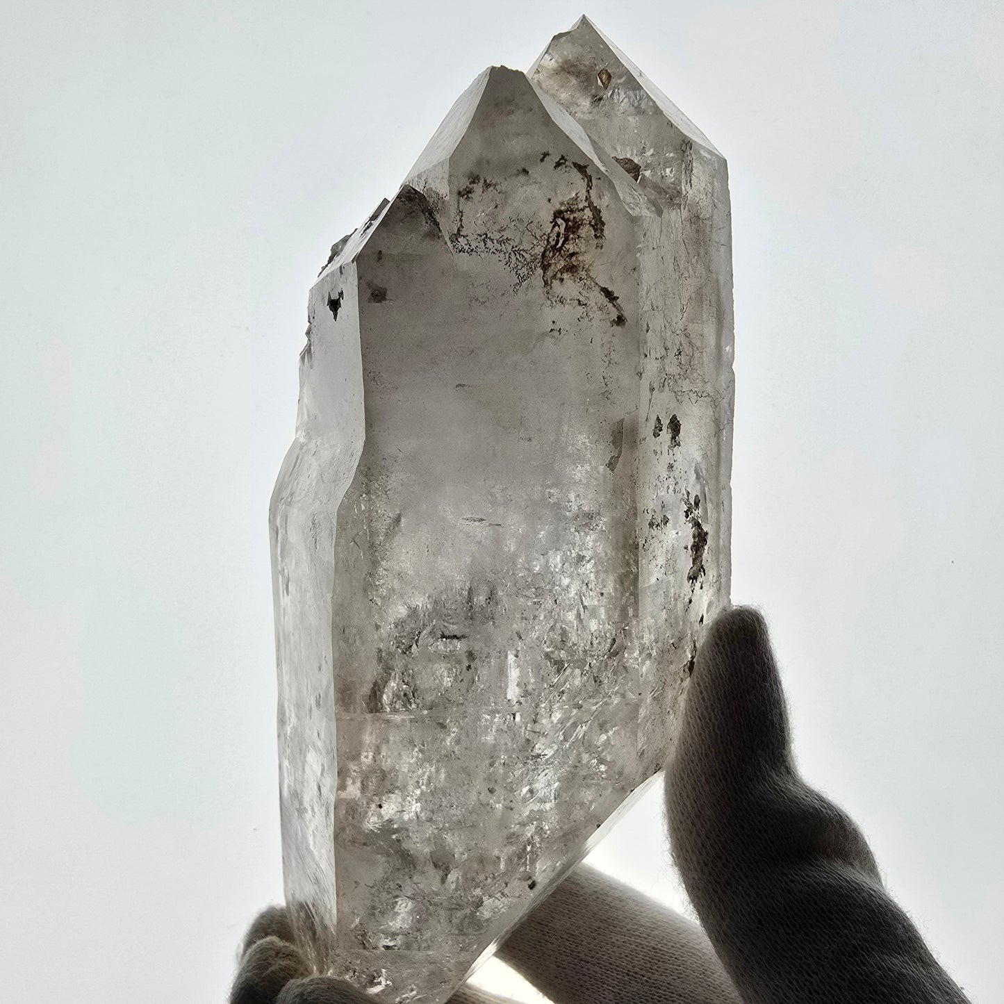 XL Enhydro Skeleton Smoky Quartz DT Scepter, 2x Bubble Valentine Pocket, Namibia 145*69*55mm 