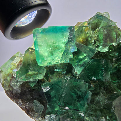 Spécimen de cube de fluorite fantôme transparente, parqueté Okorusu Namibie 95*54*21mm 